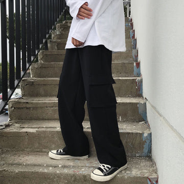 Aidase Casual Pants Plus Size 3XL Baggy Side Pocket Mopping Unisex Couples Mens Cargo Pant Solid Simple Harajuku Streetwear Men Fashion aidase-shop